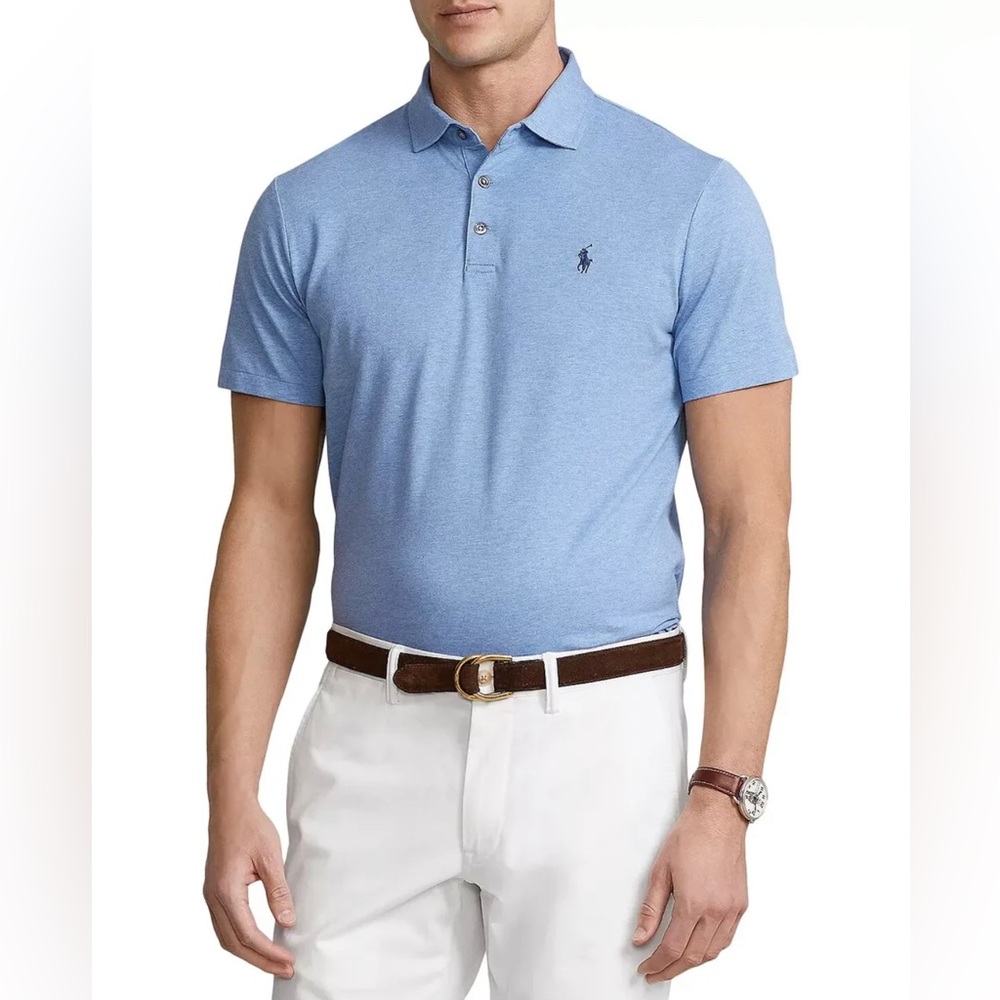 Polo Ralph Lauren Cotton Jacquard Custom Slim Fit Polo Shirt Blue
Size Small